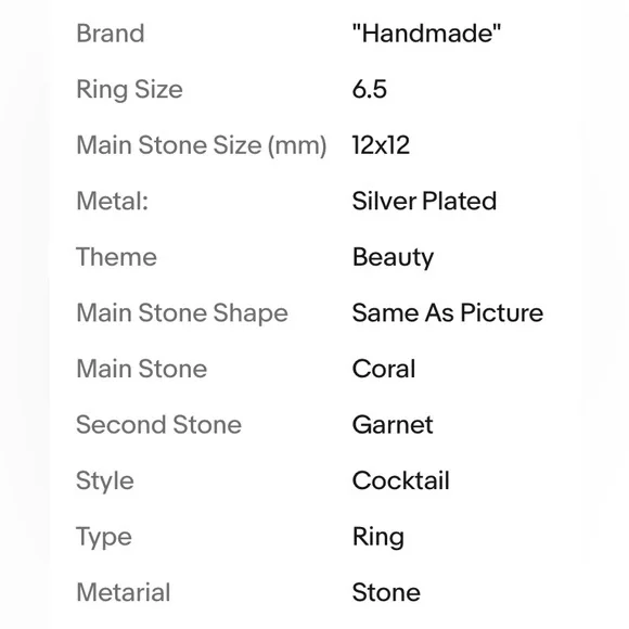 CORAL/GARNET RING - Picture 3 of 13